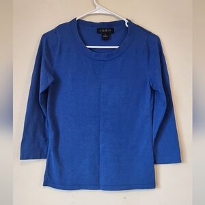 August Silk Blue Silk Blend Top